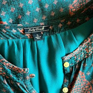 Lucky Brand Turquoise draw string waist summer dress, fully lined
